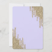 Moderne Glitter Drips Lavander Quinceañera Kaart (Achterkant)