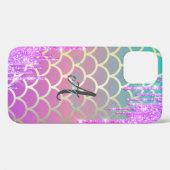 Moderne glitter DripS Mermaid Scale, Monogram Case-Mate iPhone Case (Achterkant (horizontaal))