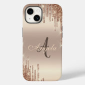 Moderne Glitter Drips, Monogram Koper Case-Mate iPhone Case (Achterkant)