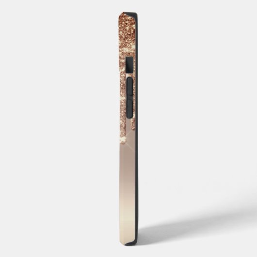 Moderne Glitter Drips, Monogram Koper Case-Mate iPhone Case (Achterkant / Links)