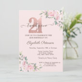 Moderne Glitter Drips Roos Gold 21e verjaardag Inv Kaart (Staand voorkant)