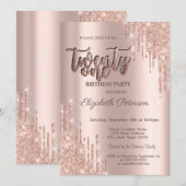 Moderne Glitter Drips Roos Gold 21e verjaardag Kaart (Voorkant / Achterkant)