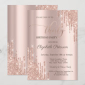 Moderne Glitter Drips Roos Gold 30e verjaardag Kaart (Voorkant / Achterkant)