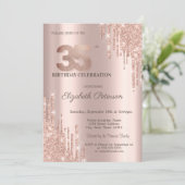 Moderne Glitter Drips Roos Gold 35e verjaardag Kaart (Staand voorkant)
