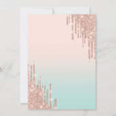 Moderne Glitter Drips Roos Gold Ombre Sweet 16 Kaart (Achterkant)