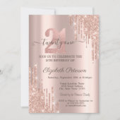 Moderne Glitter Drips Roze Goud 21e Verjaardag Kaart (Voorkant)