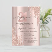 Moderne Glitter Drips Roze Goud 21e Verjaardag Kaart (Staand voorkant)