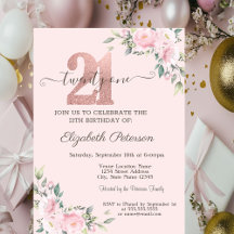 Moderne Glitter Drips Roze Goud 21e Verjaardag Uit