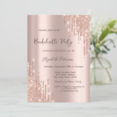 Moderne Glitter Drips Roze Goud Hen Party Kaart (Staand voorkant)