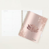Moderne Glitter Drips Roze Goud Lotus Planner (Display)