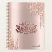 Moderne Glitter Drips Roze Goud Lotus Planner (Voorkant)
