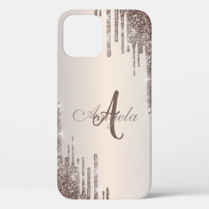 Moderne Glitter Drips Roze Goud, Monogram Case-Mat Case-Mate iPhone Case