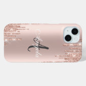 Moderne Glitter Drips Roze Goud,Monogram Case-Mate iPhone Case (Achterkant (horizontaal))