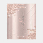 Moderne Glitter Drips Roze Goud Monogram Fleece Deken (Voorkant)