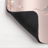 Moderne Glitter Drips Roze Gouden Masker Monogram Muismat (Hoek)