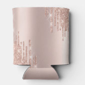 Moderne Glitter Drips Roze Gouden Monogram Blikjeskoeler (Achterkant)