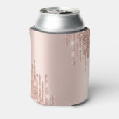 Moderne Glitter Drips Roze Gouden Monogram Blikjeskoeler (Blikje Achterkant)