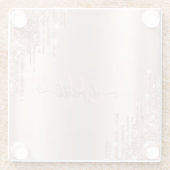 Moderne Glitter Drips Roze Gouden Monogram Glazen Onderzetter (Achterkant)