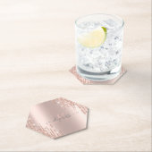 Moderne Glitter Drips Roze Gouden Monogram Kartonnen Onderzetters (Insitu)