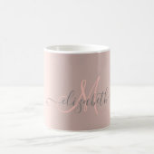 Moderne Glitter Drips Roze Gouden Monogram Koffiemok (Center)