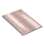 Moderne Glitter Drips Roze Gouden Monogram Notitieboek (Rechterzijde)