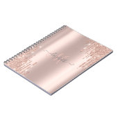 Moderne Glitter Drips Roze Gouden Monogram Notitieboek (Linkerzijde)