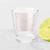 Moderne Glitter Drips Roze Gouden Monogram Shot Glas (Achterkant)