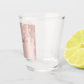 Moderne Glitter Drips Roze Gouden Monogram Shot Glas (Rechts)