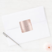 Moderne Glitter Drips Roze Gouden Monogram Vierkante Sticker (Envelop)