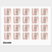 Moderne Glitter Drips Roze Gouden Tiara Vierkante Sticker (Vel)