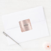 Moderne Glitter Drips Roze Gouden Tiara Vierkante Sticker (Envelop)