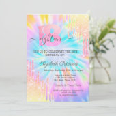 Moderne Glitter Drips Tie Dye 18e Verjaardag Kaart (Staand voorkant)