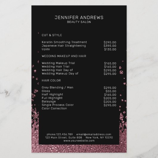 Moderne Glitter Drop Rosegoud Flyer (Voorkant)