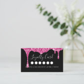 Moderne Glitter Drop Salon & Spa Loyalty Visitekaartje (Staand voorkant)