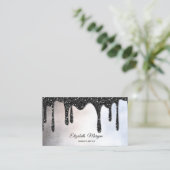 Moderne Glitter Druppels Elegant Professioneel Visitekaartje (Staand voorkant)