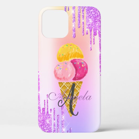 Moderne Glitter Druppels,Ombre,Monogram Ijs Case-Mate iPhone Case (Achterkant)