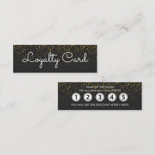 Moderne Glitter Elegante Schoonheidssalon Klantenkaartje (Voorkant / Achterkant)