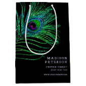 Moderne Glitter Feather Boho Chic Medium Cadeauzakje (Voorkant)