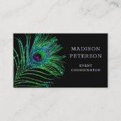 Moderne Glitter Feather Event Coordinator Planner Visitekaartje (Voorkant)