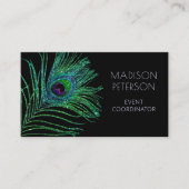 Moderne Glitter Feather Event Coordinator Planner Visitekaartje (Voorkant)