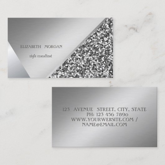 Moderne glitter, geometrisch, Abstract Visitekaartje (Voorkant / Achterkant)