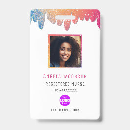 Moderne Glitter Geregistreerde Verpleegster Foto  Badge