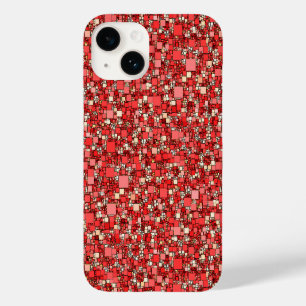 Moderne Glitter Glanspatroon Rood Koraal Goud Case-Mate iPhone 14 Hoesje