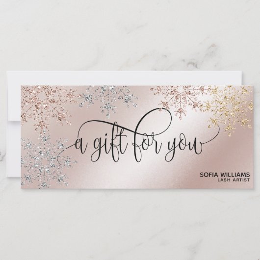 Moderne Glitter Gold Certificate Cadeausneeuw (Voorkant)