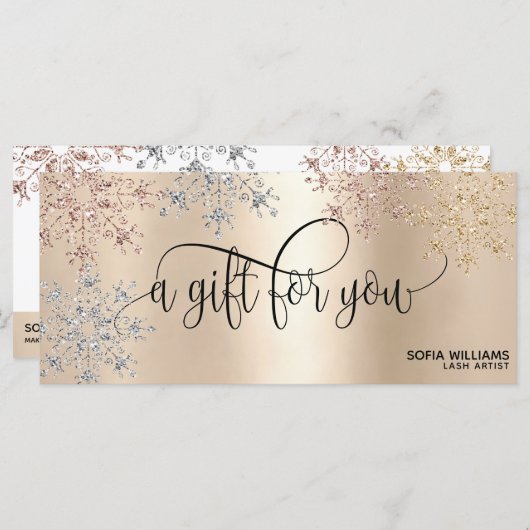 Moderne Glitter Gold Certificate Cadeausneeuw (Voorkant / Achterkant)