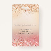Moderne Glitter Gold Employee Photo ID Badge (Achterkant)