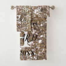 Moderne Glitter Gold Monogram Naam Passen getrouwd