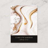 Moderne Glitter Goud Marmeren Salon QR Code Visitekaartje (Voorkant)