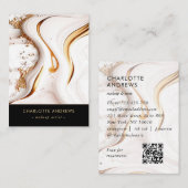Moderne Glitter Goud Marmeren Salon QR Code Visitekaartje (Voorkant / Achterkant)