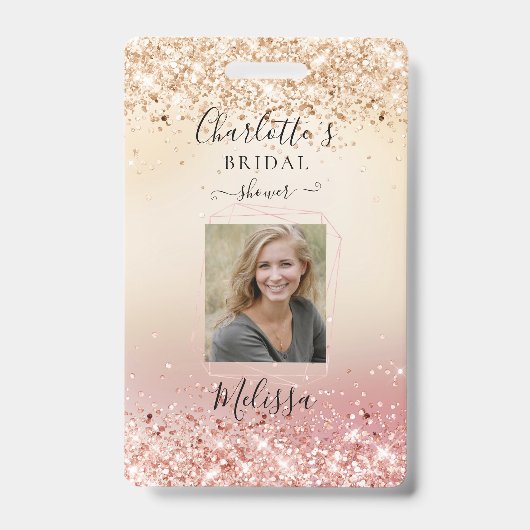 Moderne Glitter Goud-Roségoud (Nep) Badge (Voorzijde)